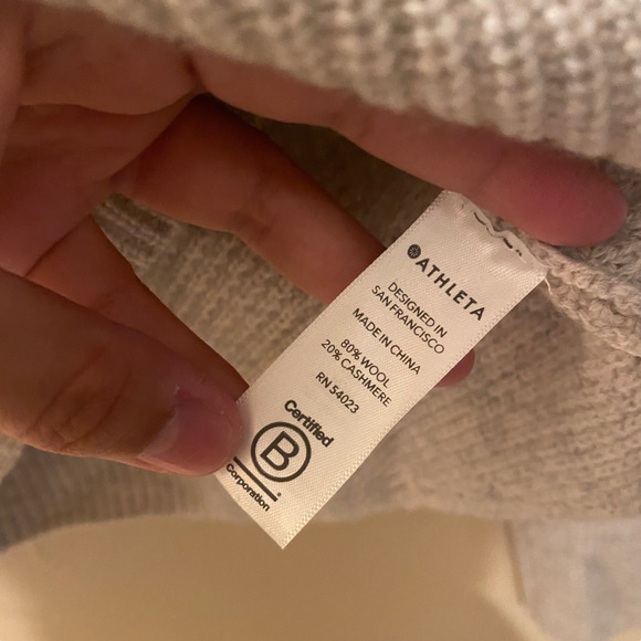 Athleta Tunin Knit Cream Ivory Wool Cashmere Sweater XS Soft Crewneck - Picture 3 of 5